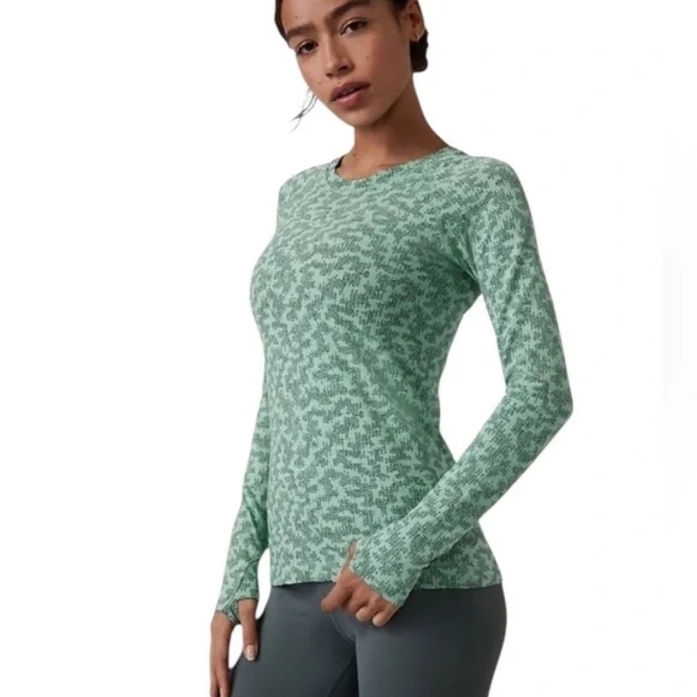 Athleta Momentum Seamless Top, Color Winter Frost Wintergreen Mint Size SP